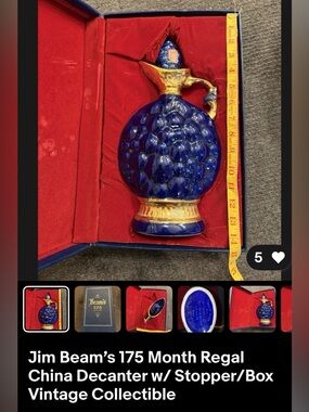 Cobalt Blue & Gold Regal China Decanter with Stopper